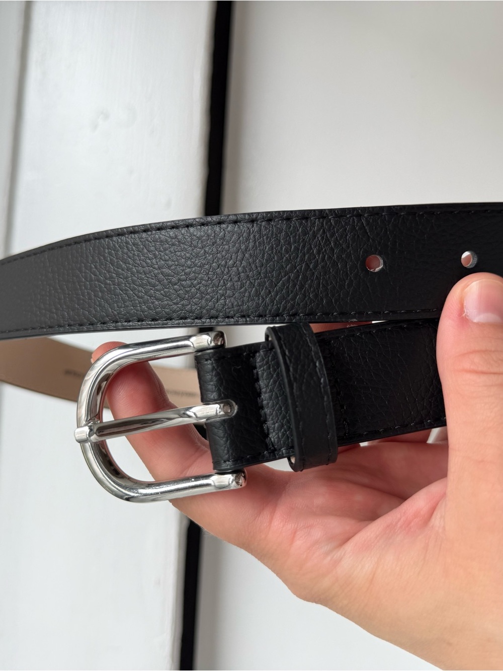 Classic Black Leather women’s Belt with Silver Buckle